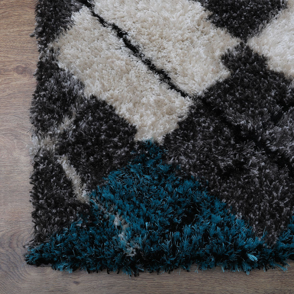 Hand Tufted Shag Polyester Area Rug Geometric Multicolor K00015