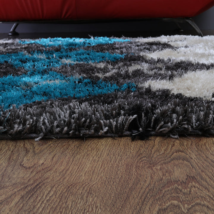 Hand Tufted Shag Polyester Area Rug Geometric Multicolor K00015