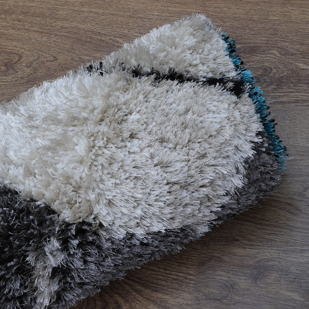 Hand Tufted Shag Polyester Area Rug Geometric Multicolor K00015