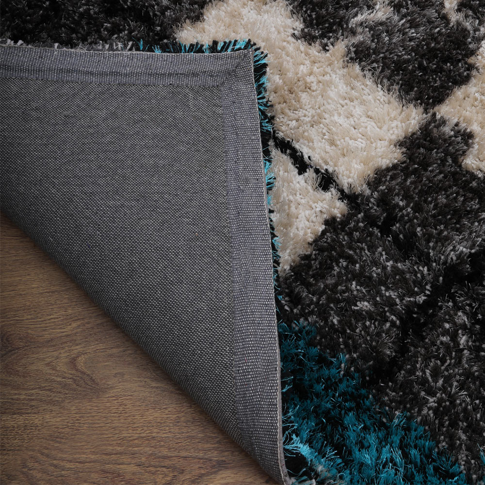 Hand Tufted Shag Polyester Area Rug Geometric Multicolor K00015