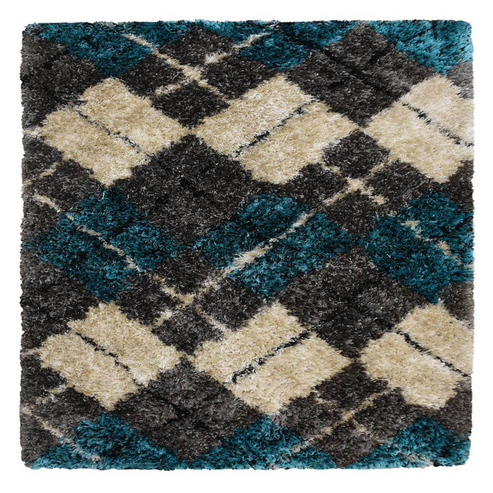 Hand Tufted Shag Polyester Area Rug Geometric Multicolor K00015