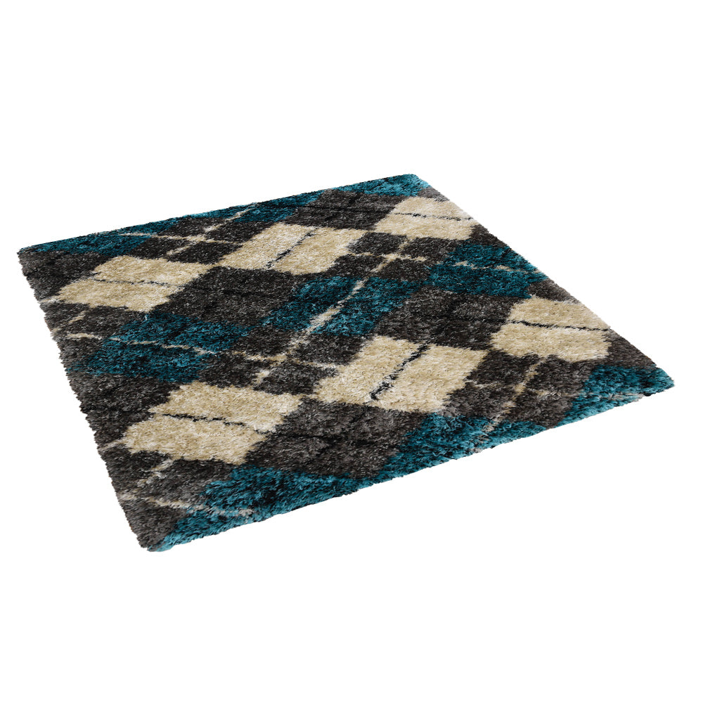 Hand Tufted Shag Polyester Area Rug Geometric Multicolor K00015