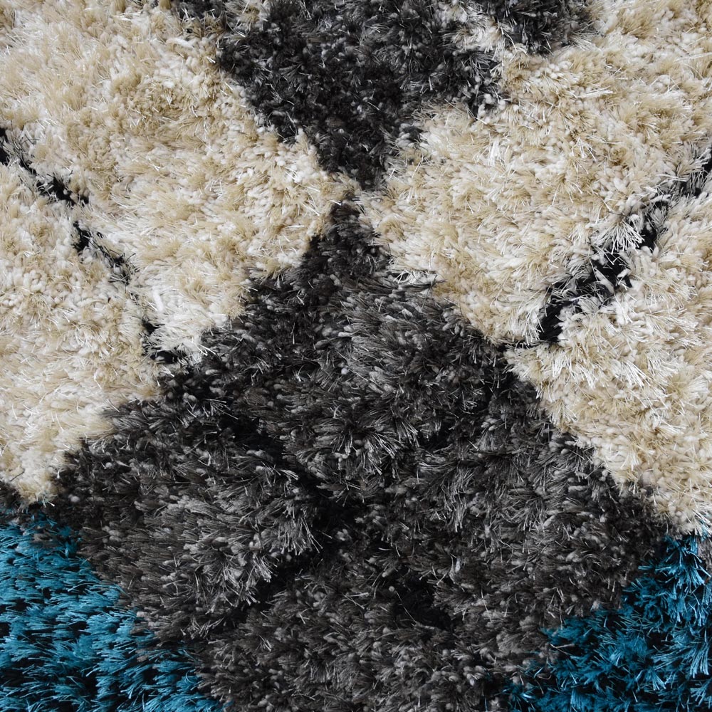 Hand Tufted Shag Polyester Area Rug Geometric Multicolor K00015