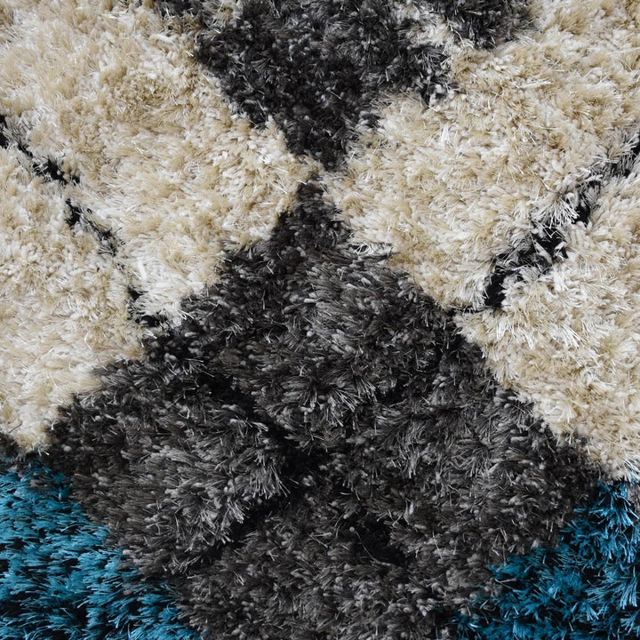 Hand Tufted Shag Polyester Area Rug Geometric Multicolor K00015