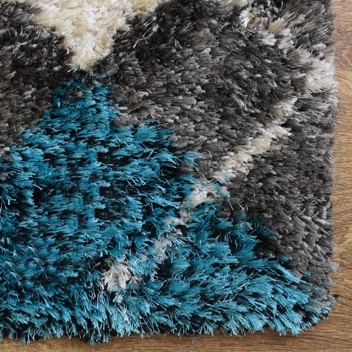 Hand Tufted Shag Polyester Area Rug Geometric Multicolor K00015