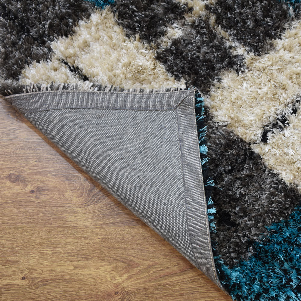 Hand Tufted Shag Polyester Area Rug Geometric Multicolor K00015