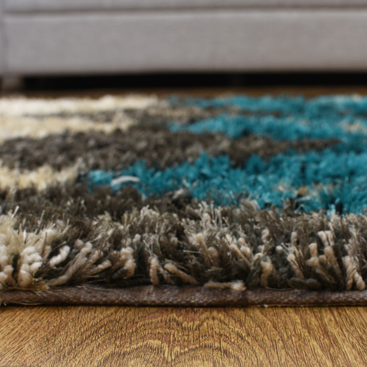 Hand Tufted Shag Polyester Area Rug Geometric Multicolor K00015