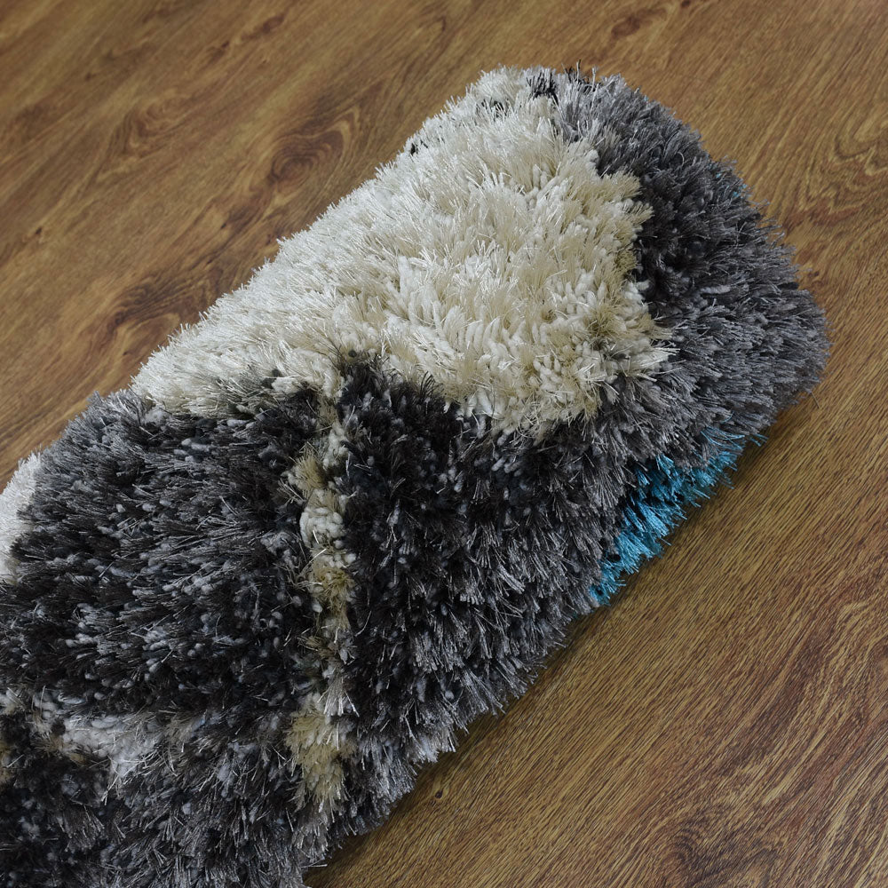 Hand Tufted Shag Polyester Area Rug Geometric Multicolor K00015