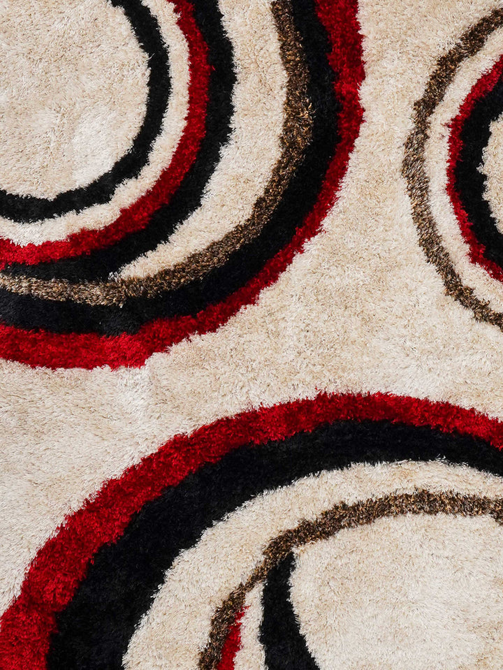 OrbitLuxe Hand Tufted Shag Polyester Geometric Rug