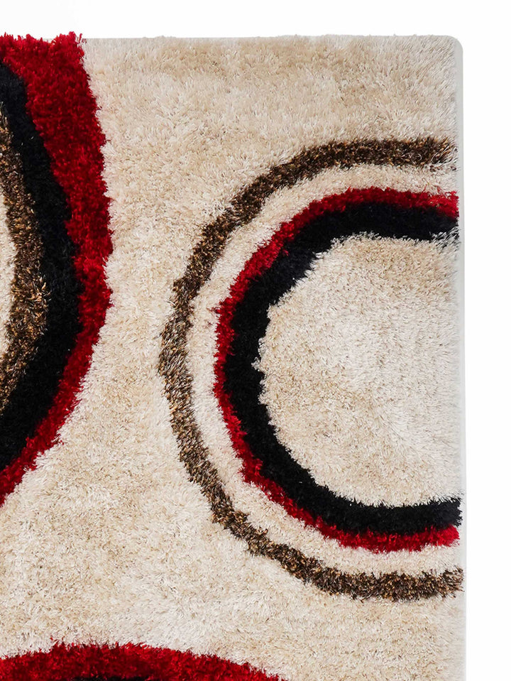 OrbitLuxe Hand Tufted Shag Polyester Geometric Rug