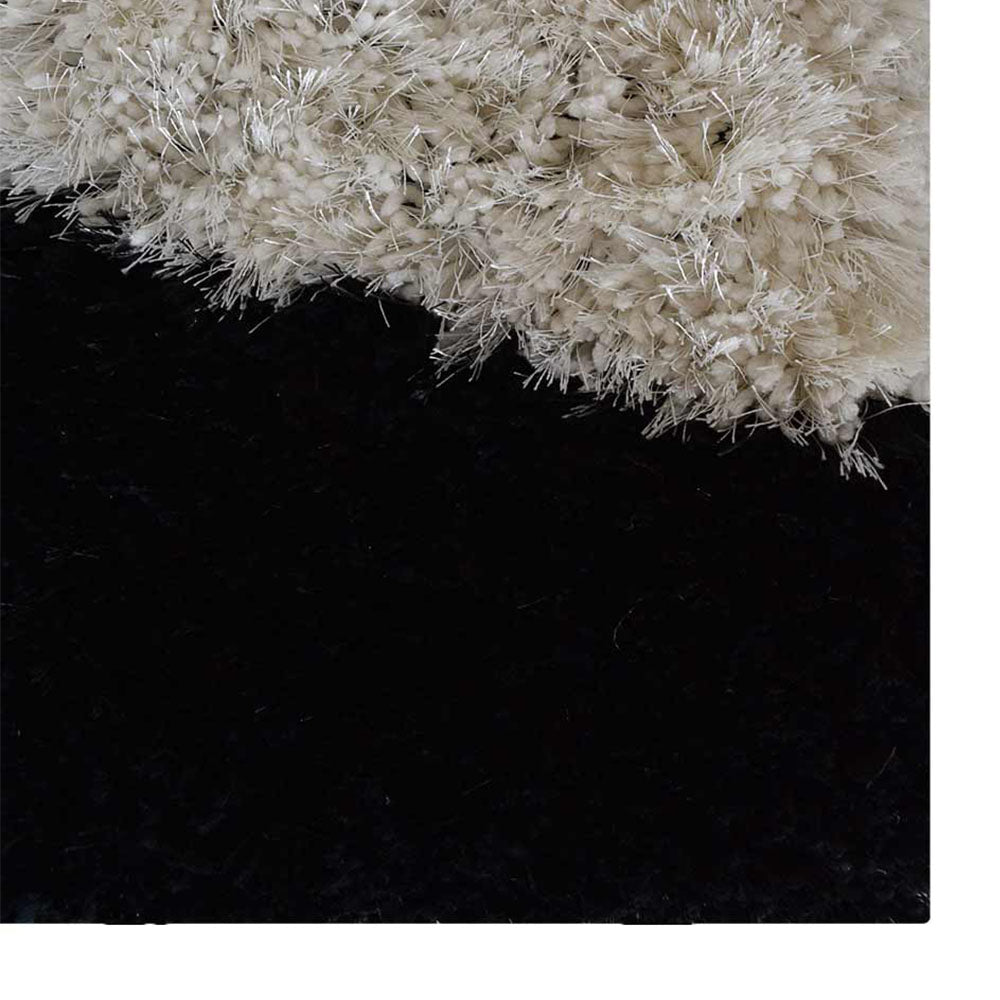 Hand Tufted Shag Polyester Area Rug Contemporary Black Red K00025