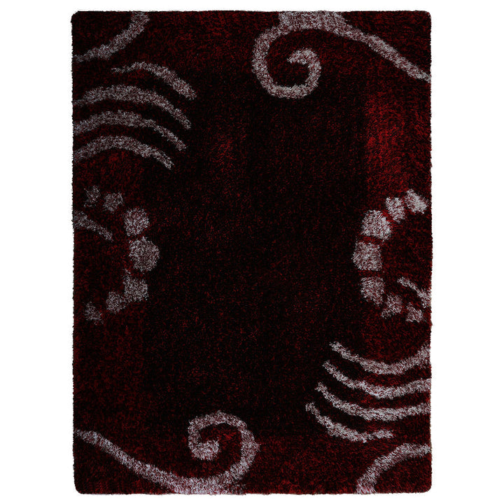 Hand Tufted Shag Polyester Area Rug Contemporary Red K00026