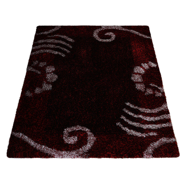 Hand Tufted Shag Polyester Area Rug Contemporary Red K00026
