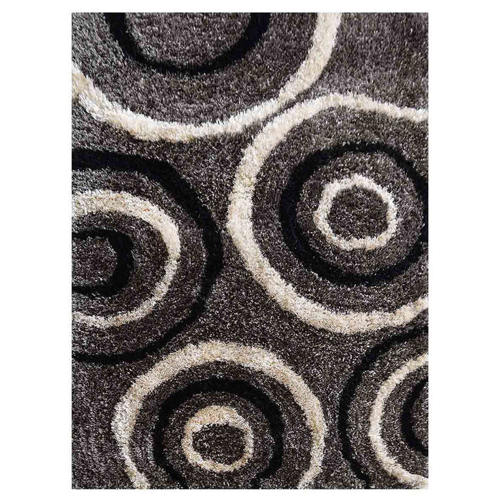 Hand Tufted Shag Polyester Area Rug Geometric Gray Black K00035