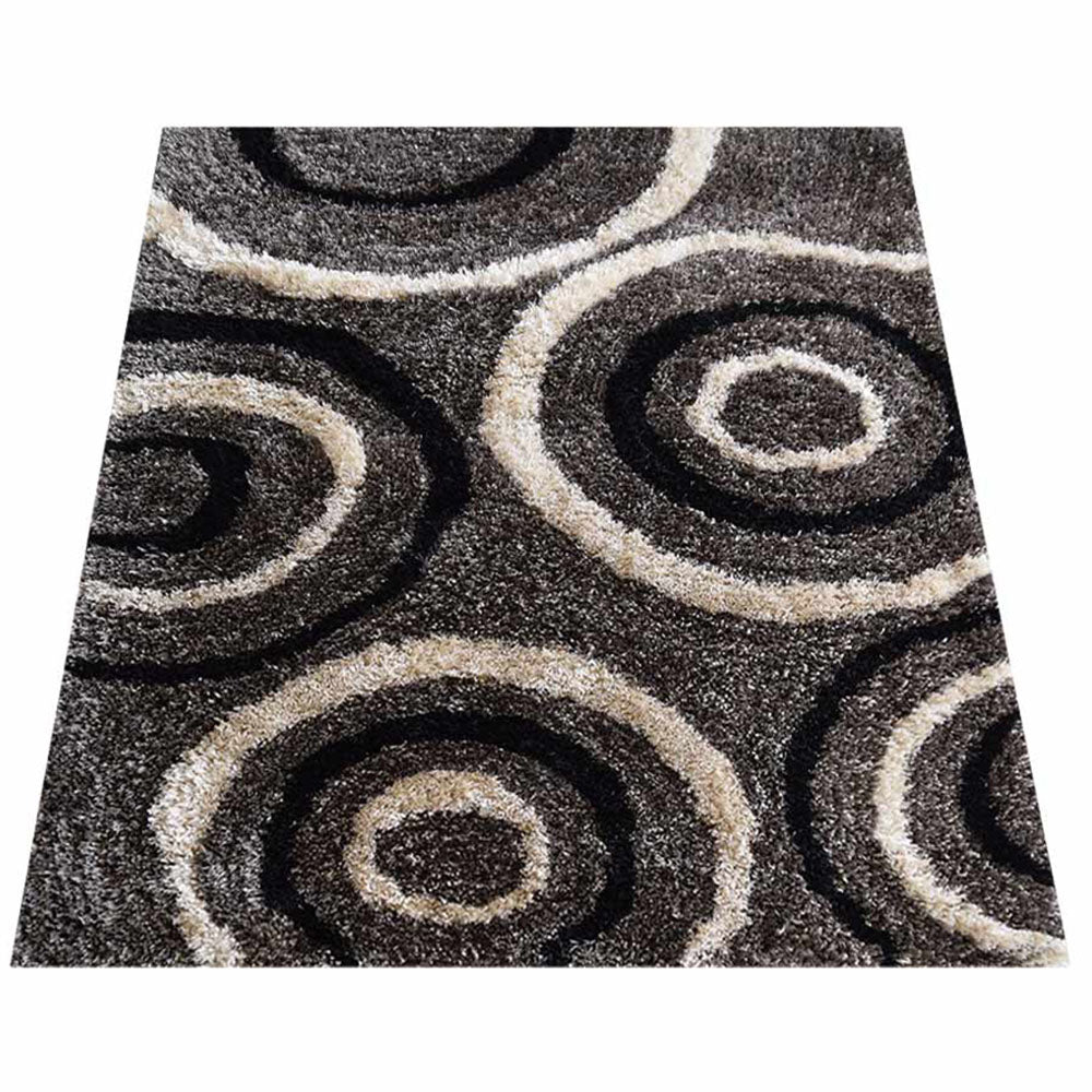 Hand Tufted Shag Polyester Area Rug Geometric Gray Black K00035
