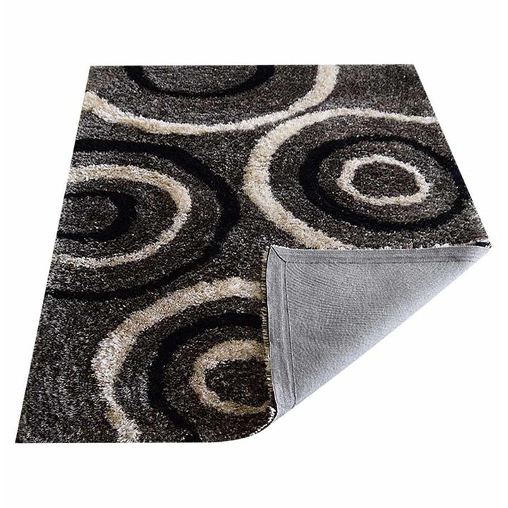 Hand Tufted Shag Polyester Area Rug Geometric Gray Black K00035