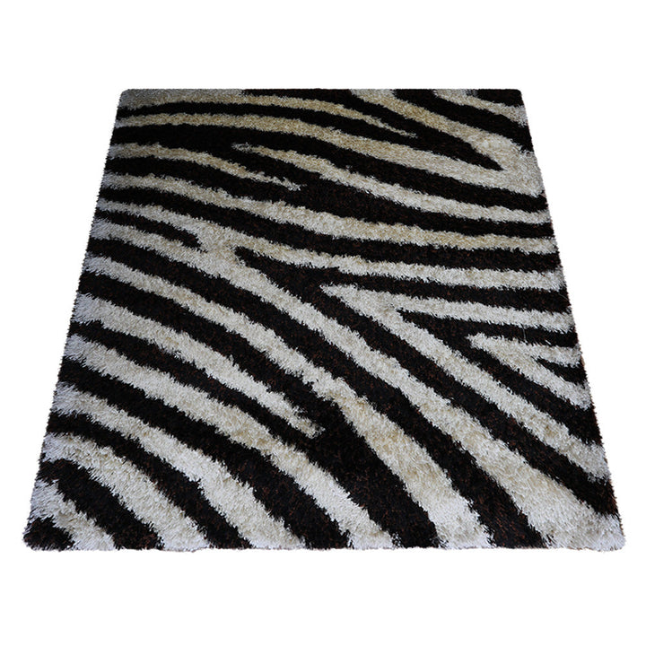 Hand Tufted Shag Polyester Area Rug Contemporary Brown Ivory K00037