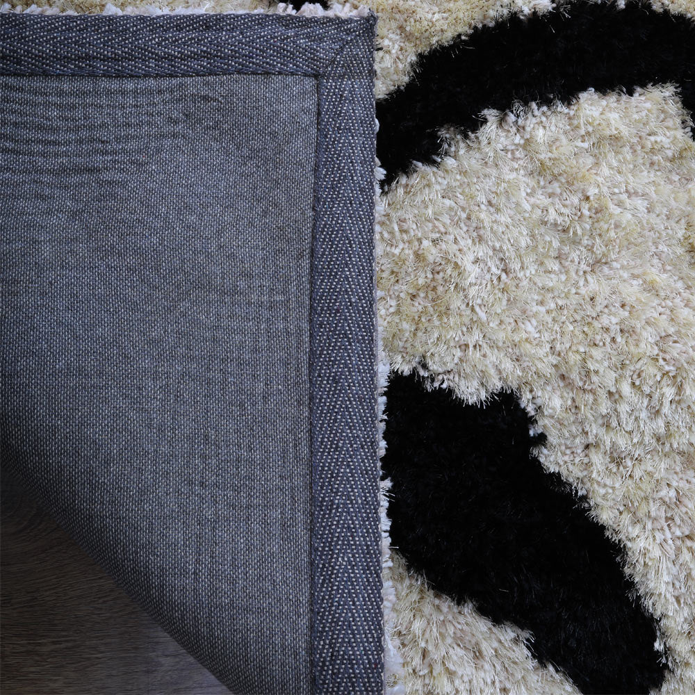 Hand Tufted Shag Polyester Area Rug Floral Beige Black K00038