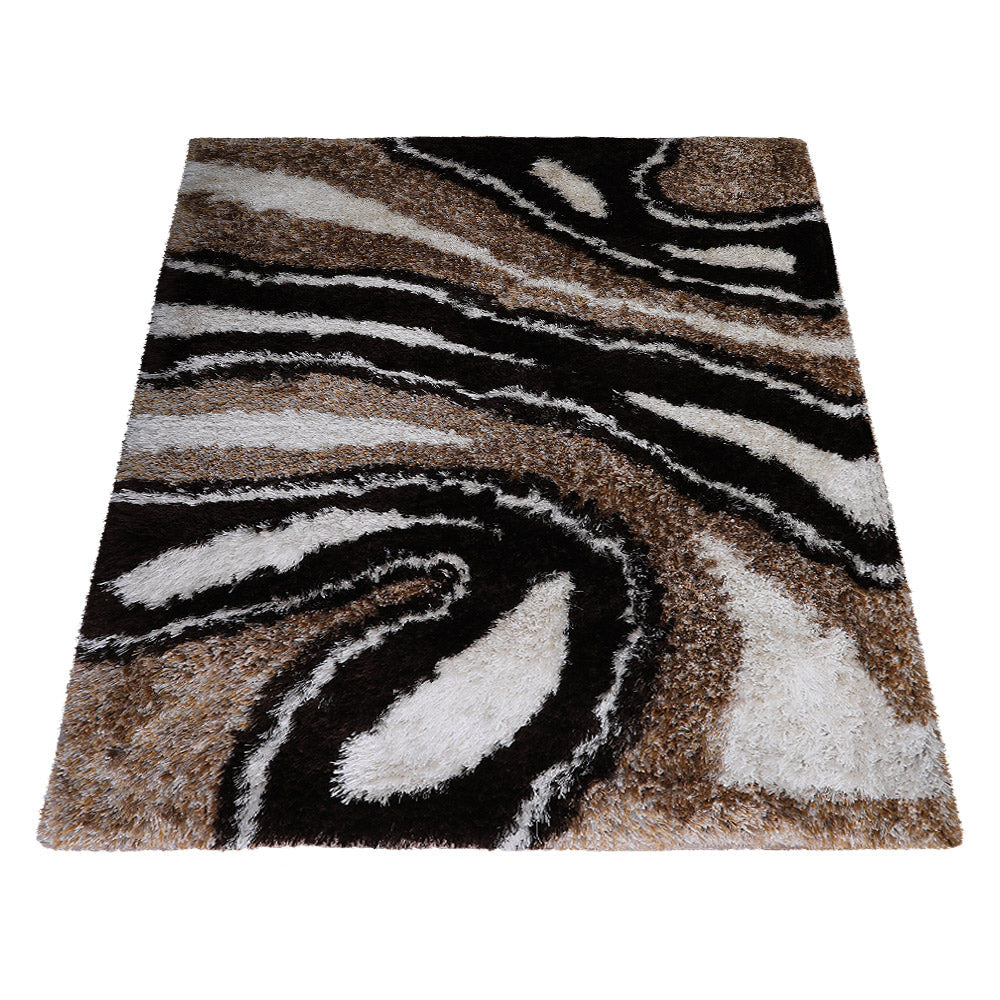 Hand Tufted Shag Polyester Area Rug Abstract Multicolor K00039