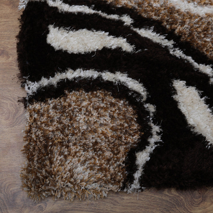 Hand Tufted Shag Polyester Area Rug Abstract Multicolor K00039