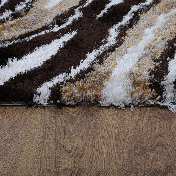 Hand Tufted Shag Polyester Area Rug Abstract Multicolor K00039