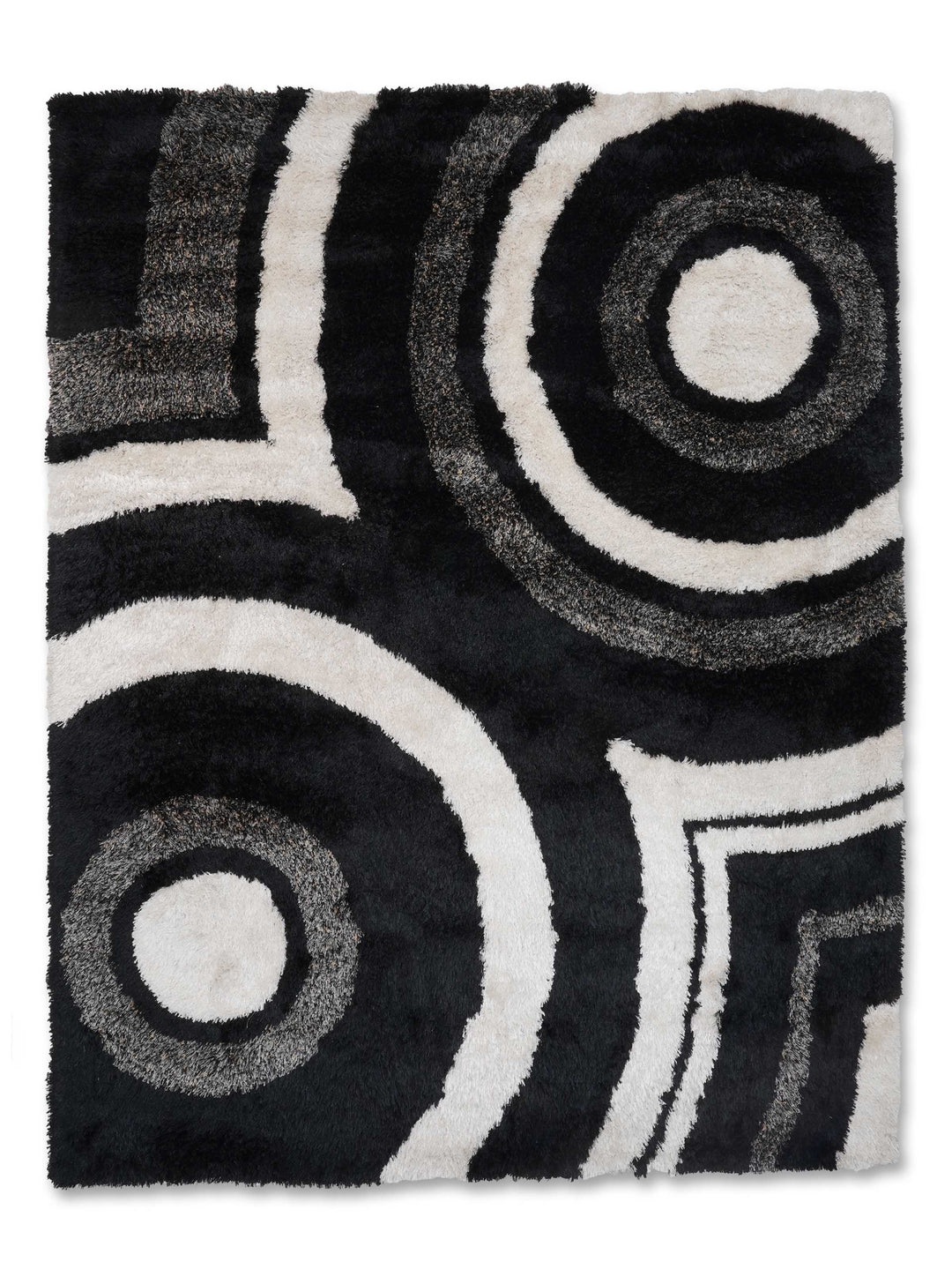 Hand Tufted Shag Polyester Area Rug Geometric Beige Brown K00045