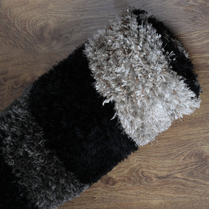 Hand Tufted Shag Polyester Area Rug Geometric Beige Brown K00045