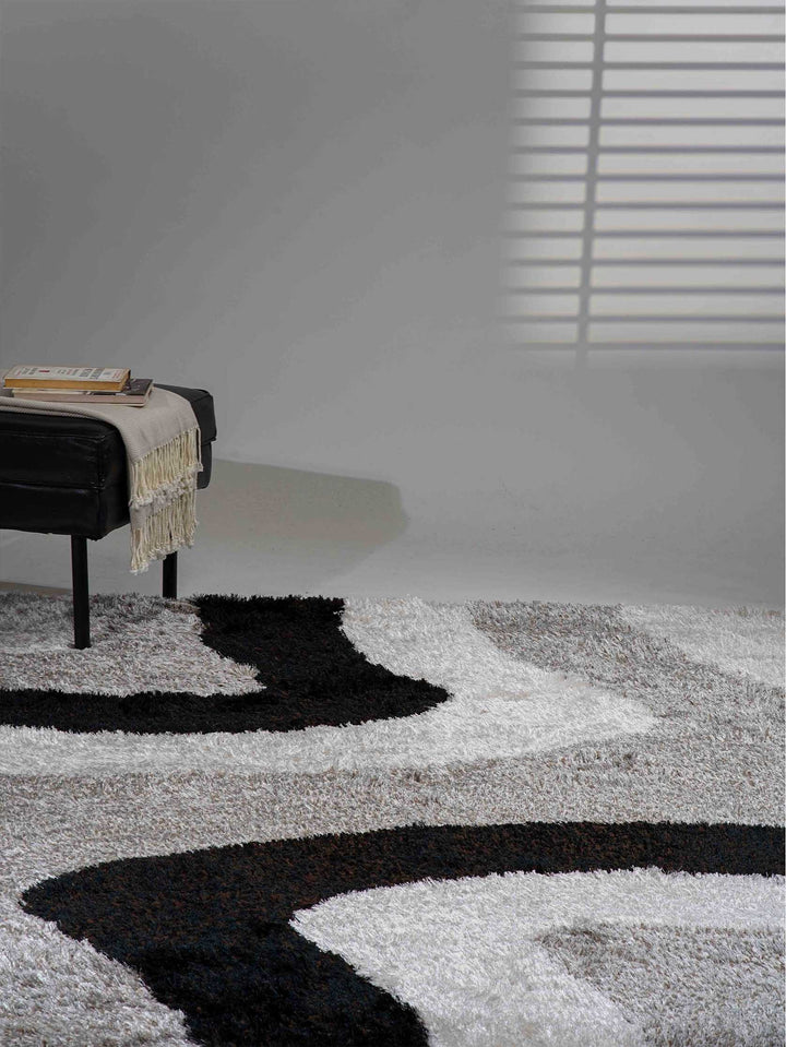 Hand Tufted Shag Polyester Contemporary Rug