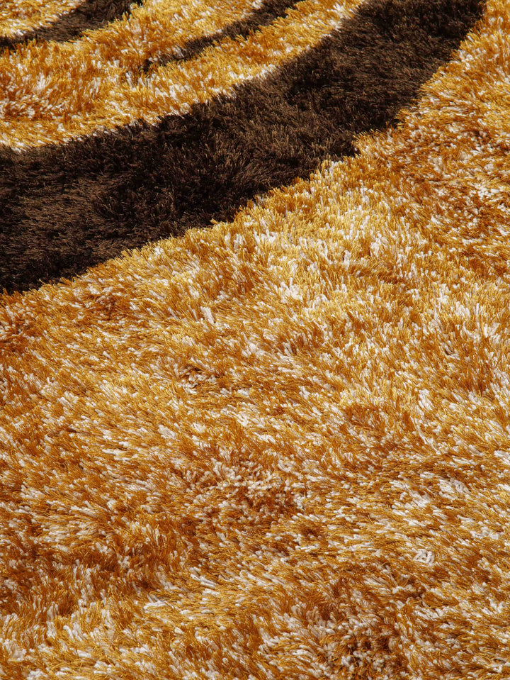 Hand Tufted Shag Polyester Area Rug Contemporary Gold Brown K00048