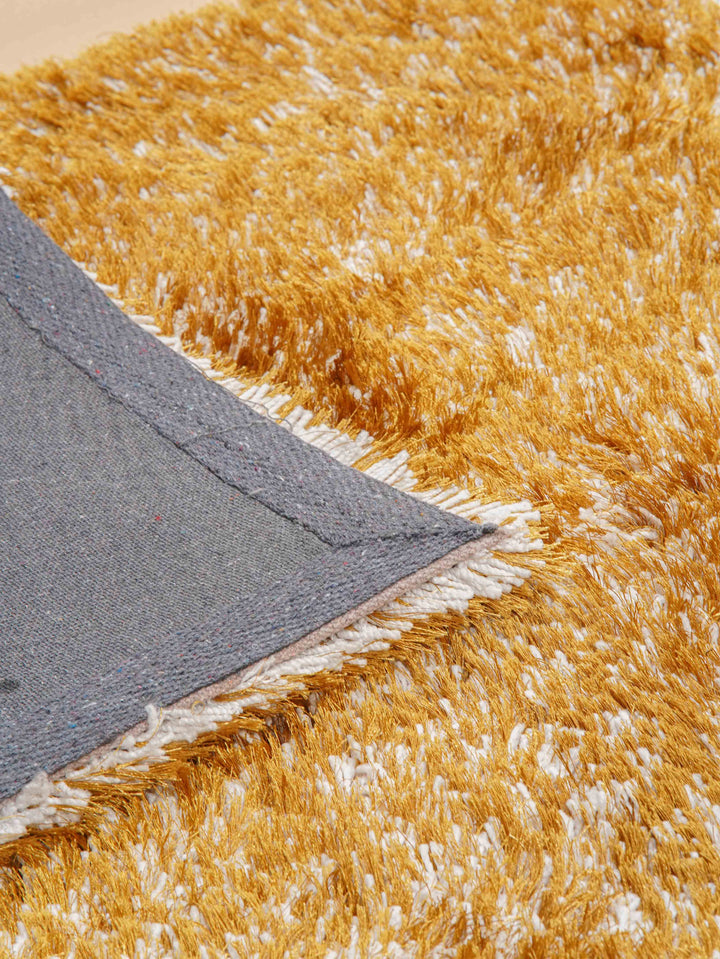 Hand Tufted Shag Polyester Area Rug Contemporary Gold Brown K00048