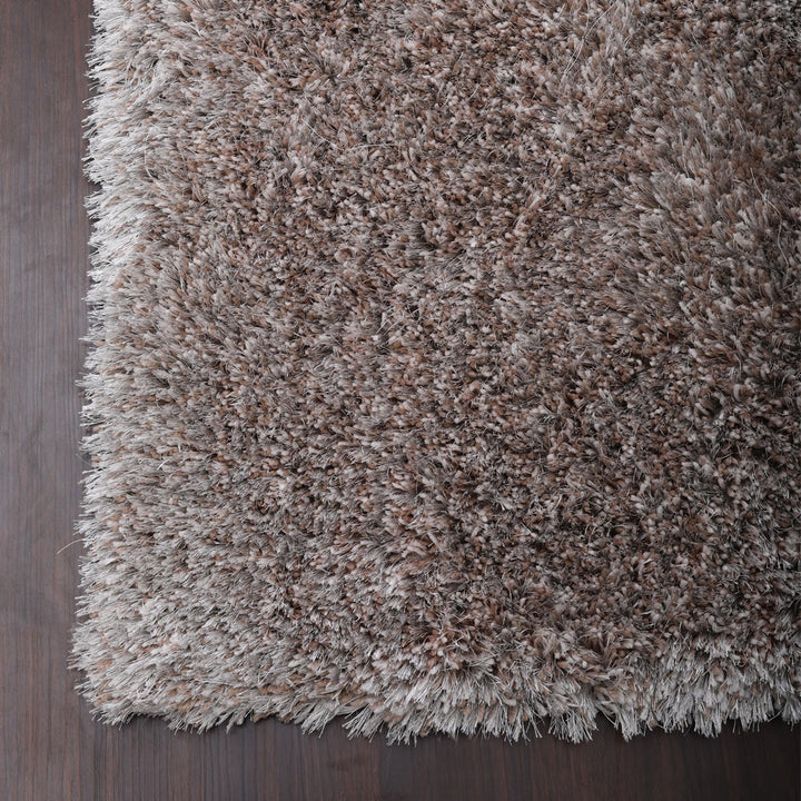Hand Tufted Shag Polyester Area Rug Solid Silver K00059