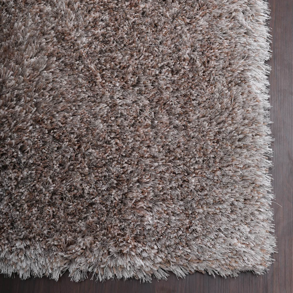 Hand Tufted Shag Polyester Area Rug Solid Silver K00059