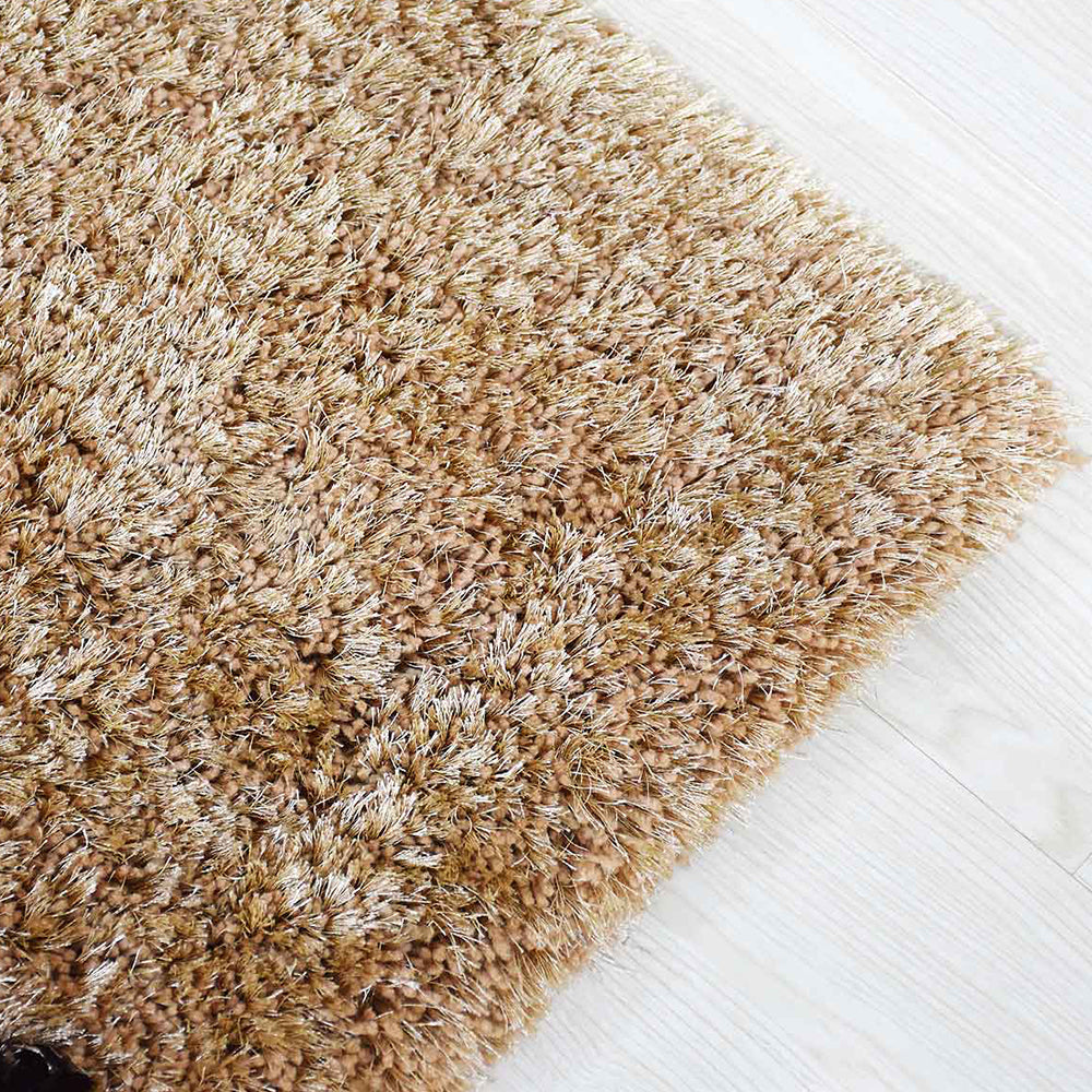 Hand Tufted Shag Polyester Area Rug Contemporary Beige Brown K00063