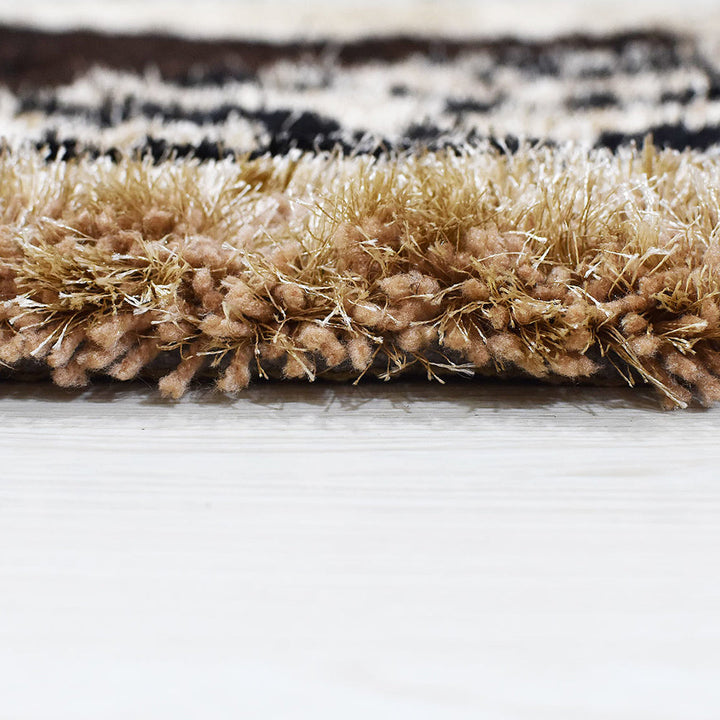 Hand Tufted Shag Polyester Area Rug Contemporary Beige Brown K00063