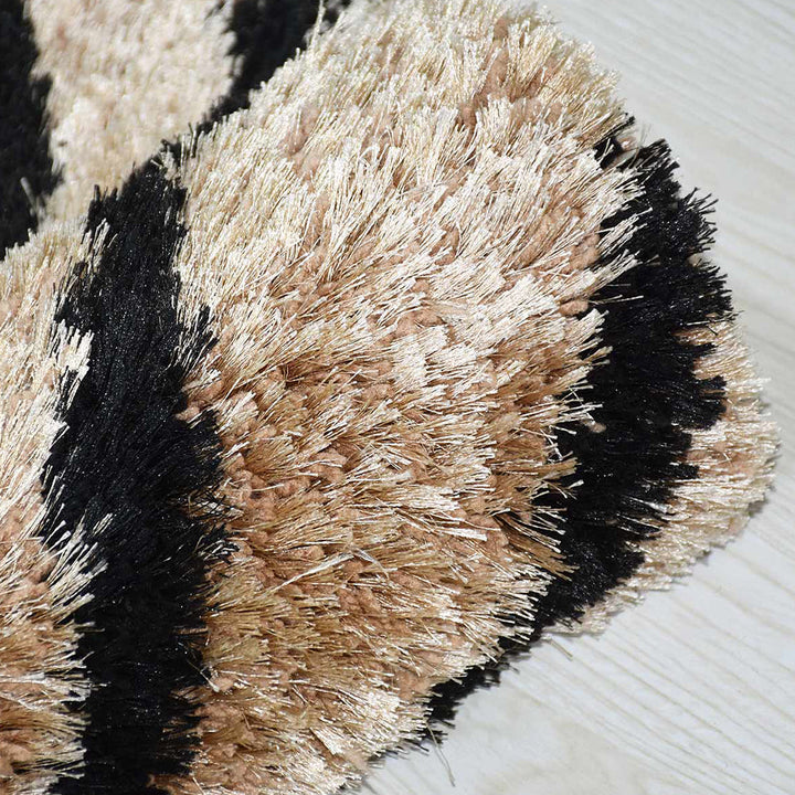 Hand Tufted Shag Polyester Area Rug Contemporary Beige Brown K00063