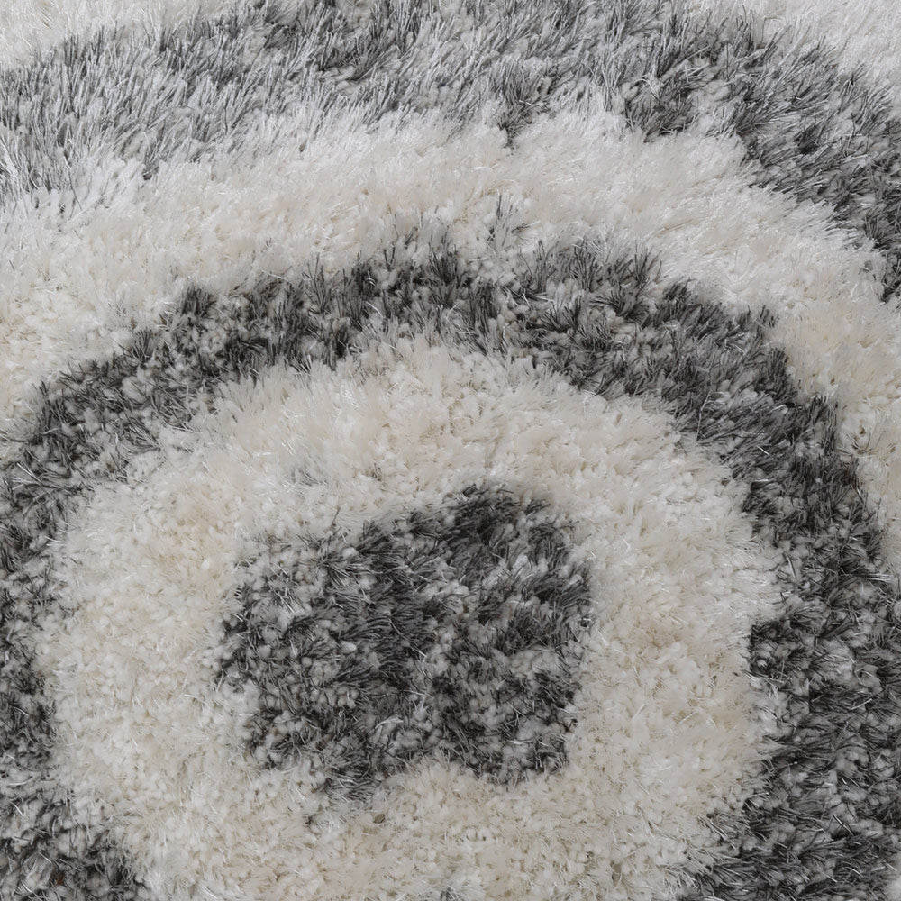 Hand Tufted Shag Polyester Area Rug Geometric Gray White K00080