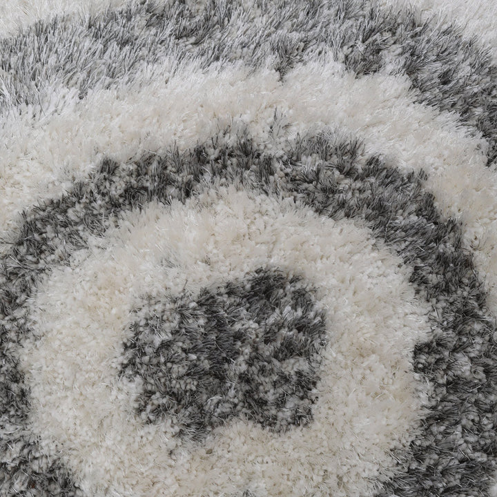 Hand Tufted Shag Polyester Area Rug Geometric Gray White K00080