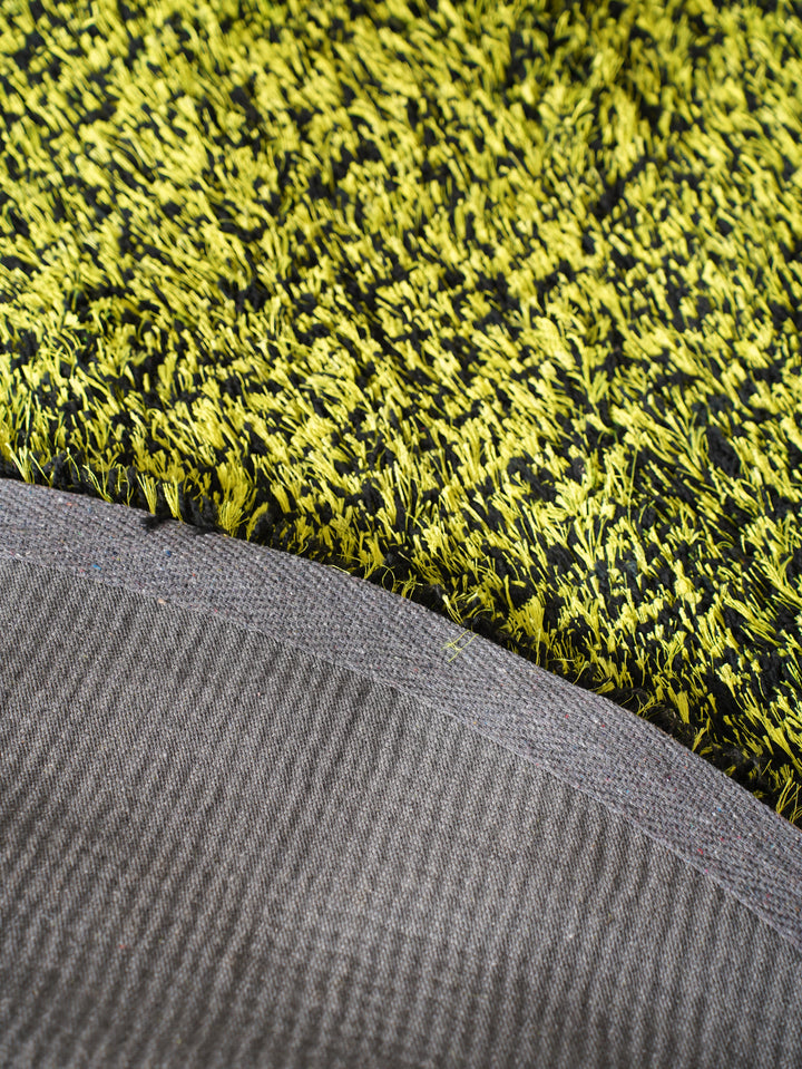 Hand Tufted Shag Green Polyester Solid Rug