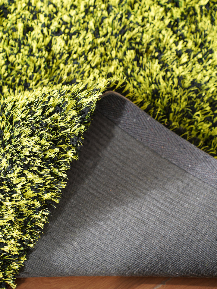 Hand Tufted Shag Green Polyester Solid Rug