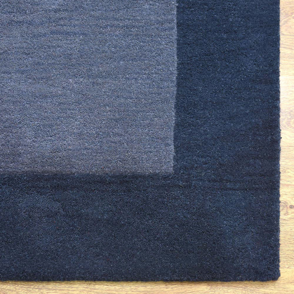 Hand Tufted Wool Area Rug Contemporary Blue K00201