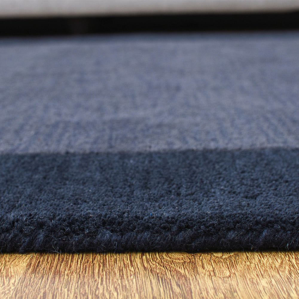 Hand Tufted Wool Area Rug Contemporary Blue K00201