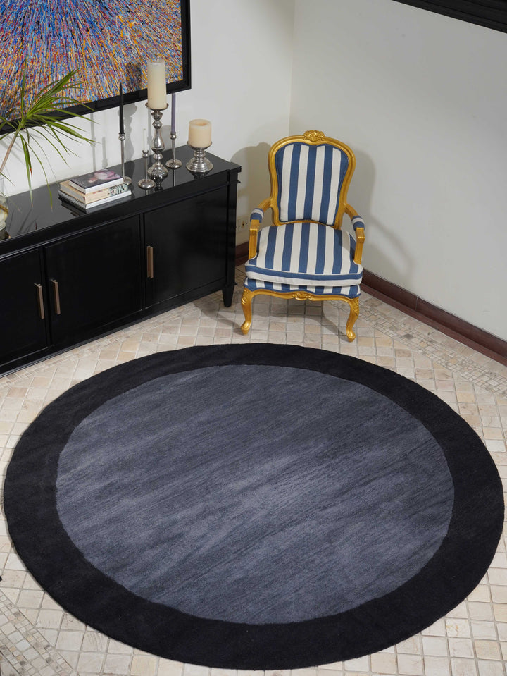 Hand Tufted Wool Area Rug Contemporary Blue K00201