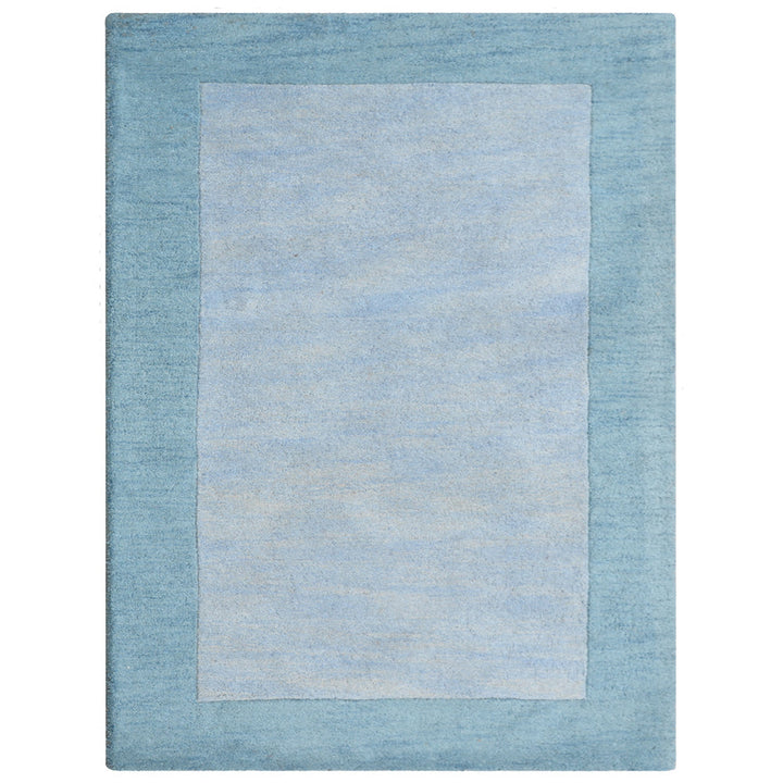 Hand Tufted Wool Area Rug Contemporary Blue K00201