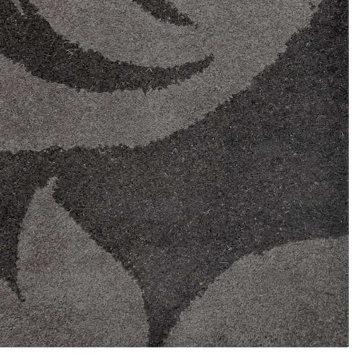 Hand Tufted Wool Area Rug Floral Black Gray K00203