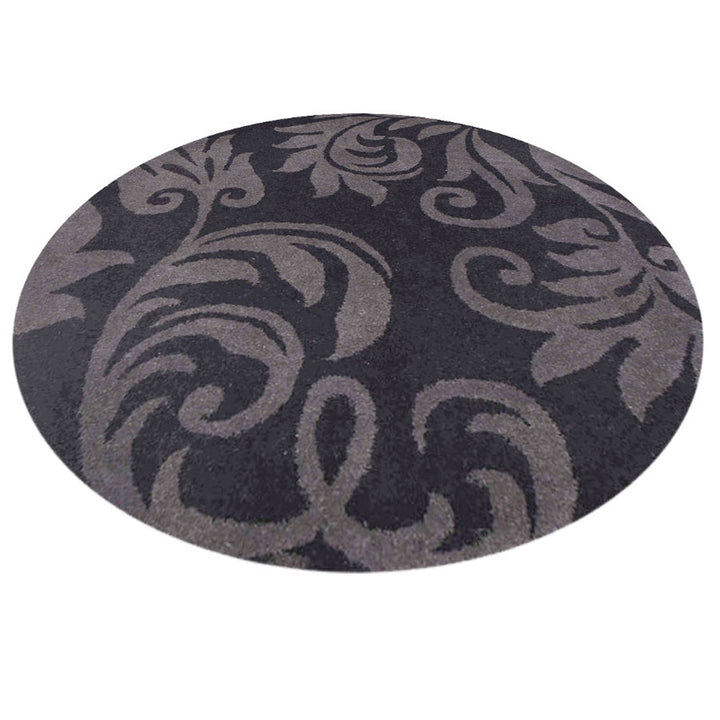Hand Tufted Wool Area Rug Floral Black Gray K00203