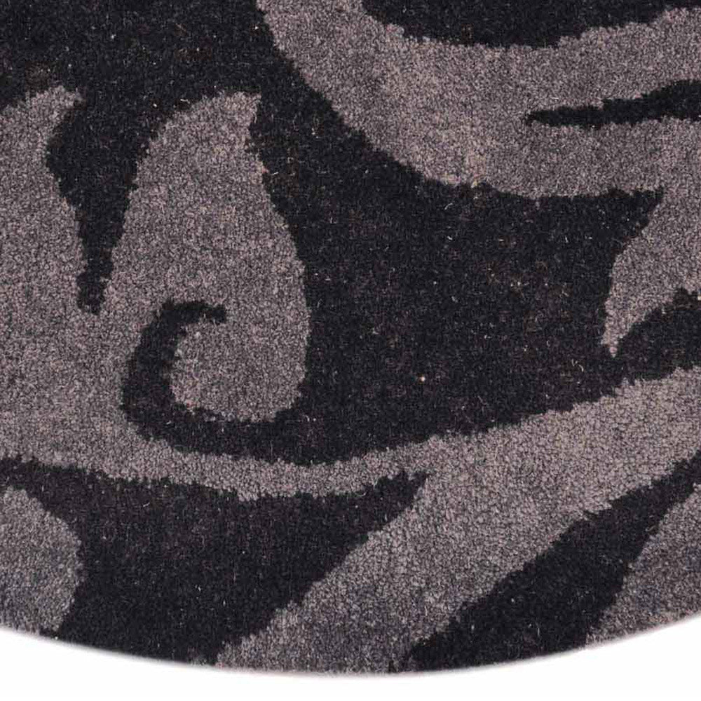 Hand Tufted Wool Area Rug Floral Black Gray K00203