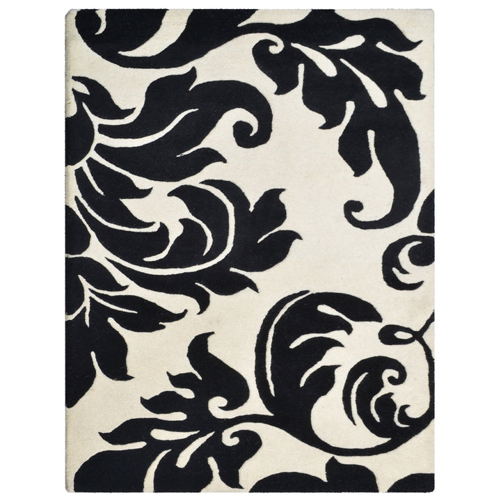 Hand Tufted Wool Area Rug Floral Black Gray K00203