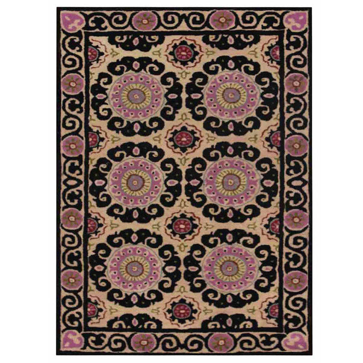 Hand Tufted Wool Area Rug Beige Oriental Multicolor K00208