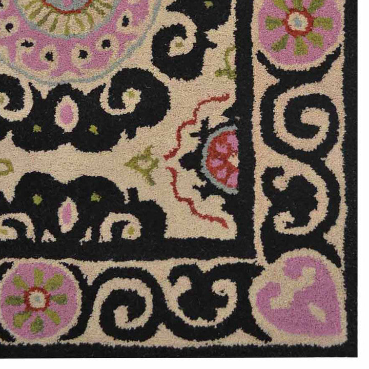 Hand Tufted Wool Area Rug Beige Oriental Multicolor K00208