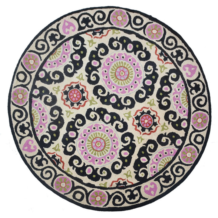 Hand Tufted Wool Area Rug Beige Oriental Multicolor K00208